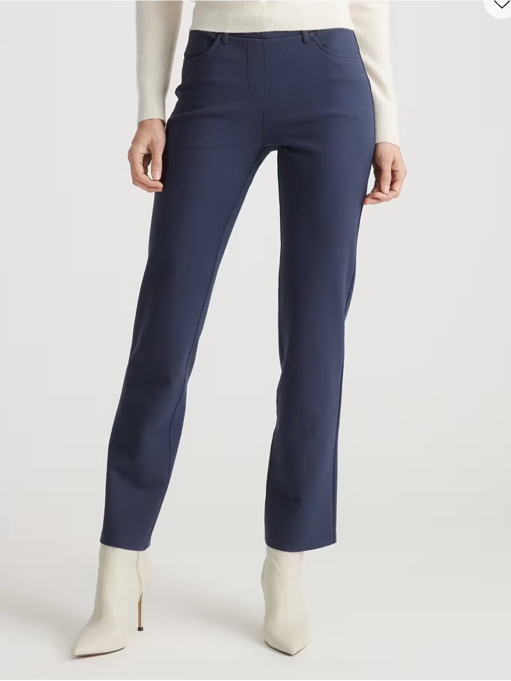 Quince Olive Green Ultra-Stretch Ponte Straight Leg 4-Pocket Pants